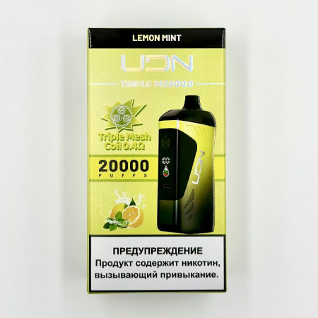 Электронная сигарета UDN TRIPLE M 20000 затяжек - Lemon Mint (Лимон Мята)